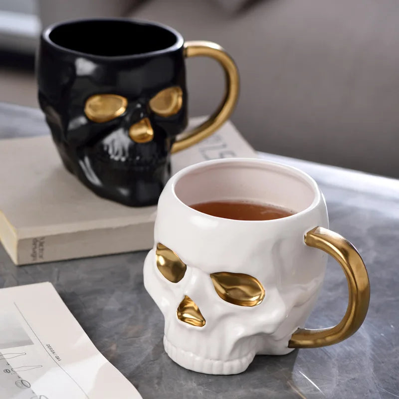 Spooky Skull Coffee Mug in Use