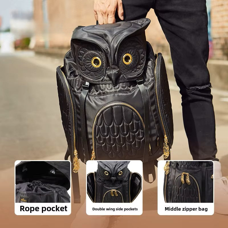 Front view of the sculpted Night Owl Adventure Backpack