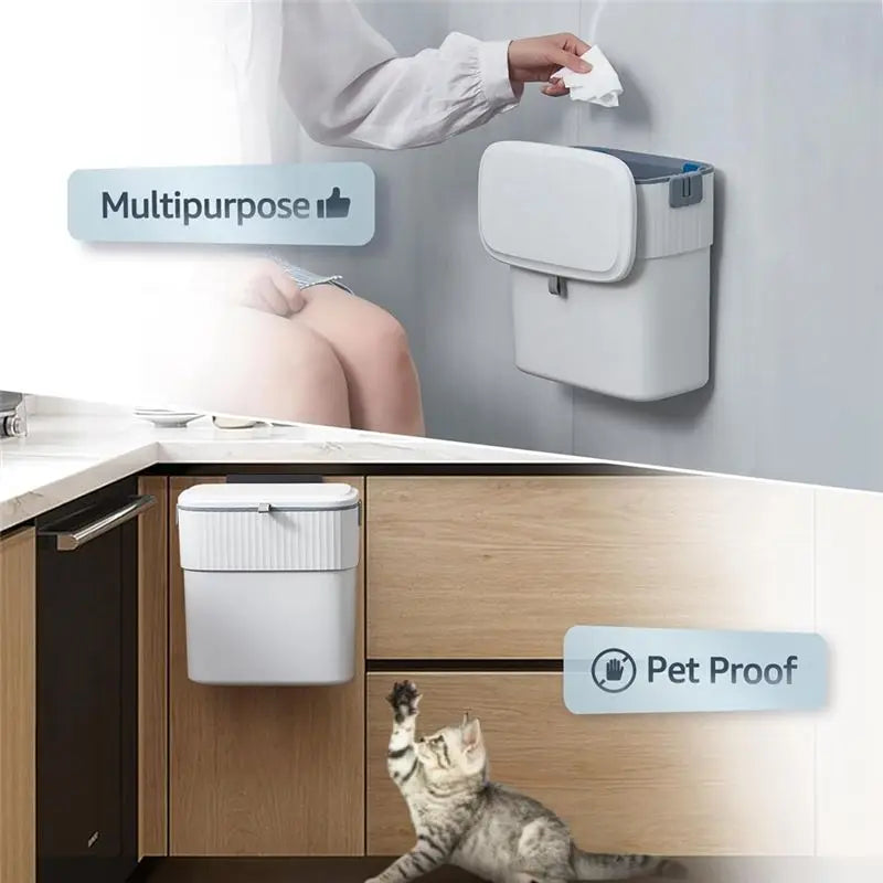 Demonstration of the easy-to-use self-sealing trash can