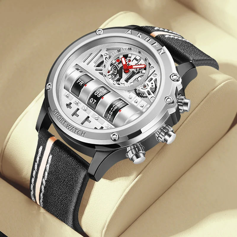 Full product view of the Time Capsule Rotating Calendar Engine Dial Watch