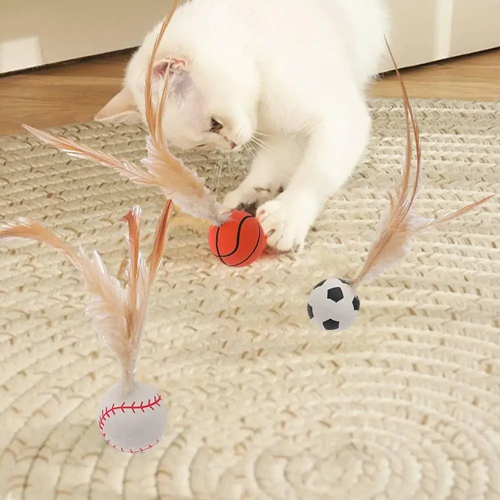 Different color options for the Feather Ball Cat Teaser gift