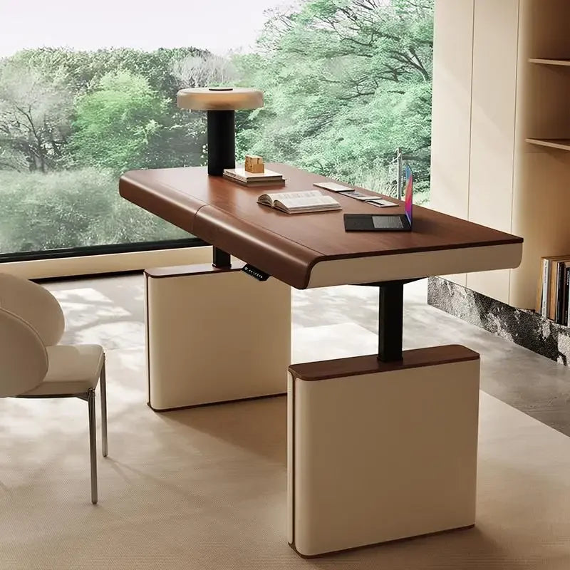 The Healthy Hour Electric Adjustable Standing Desk in a modern home office setting.