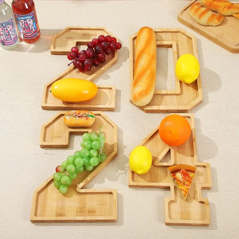 Number 2 wooden platter used for an elegant anniversary celebration