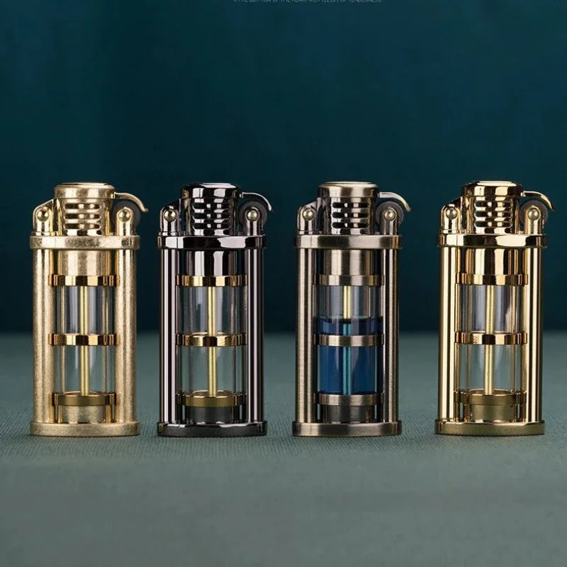 Close up view of the transparent fuel tank on the creative gadget lighter