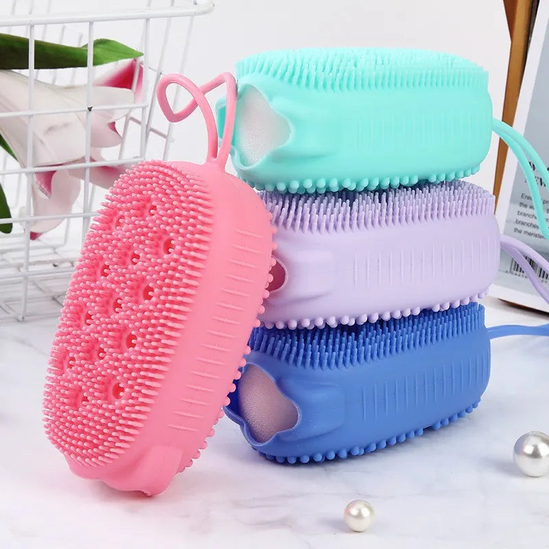 Radiant Skin Glow Brushes hanging in a modern bathroom