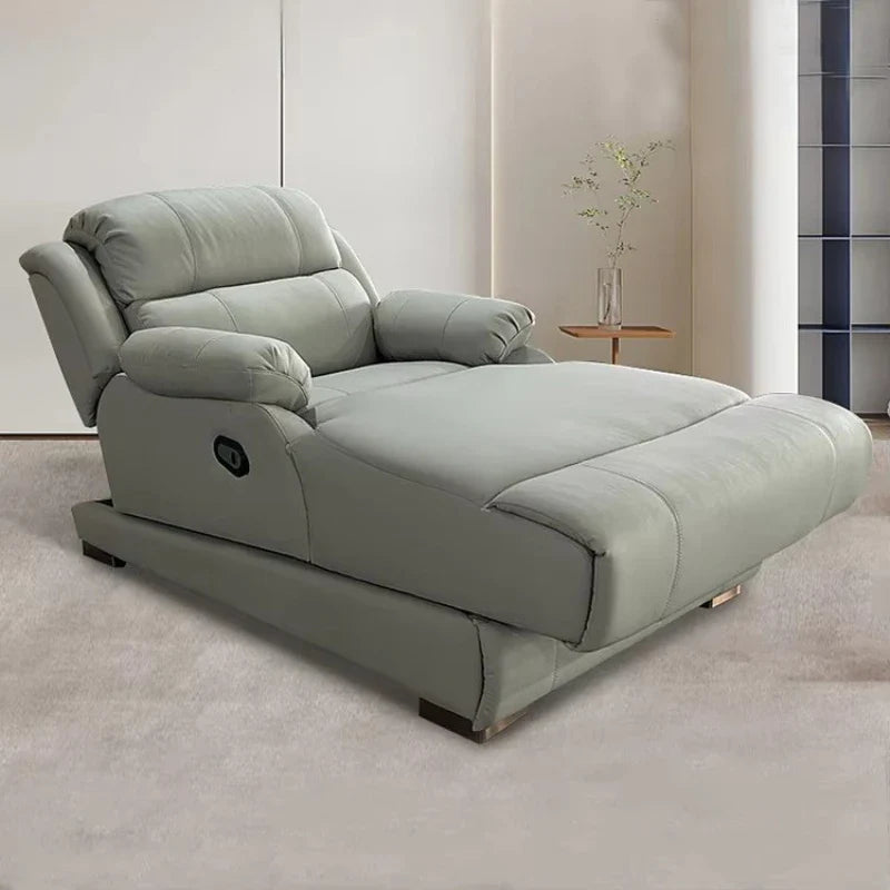 Detailed close-up of the recliner's premium upholstery and stitching
