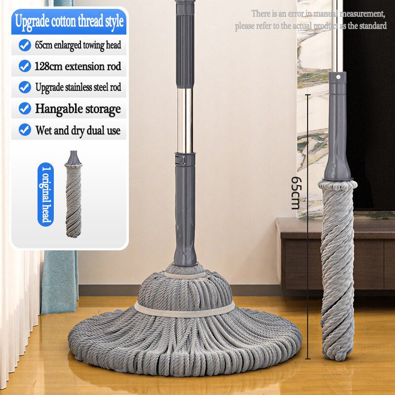 Detailed view of the innovative self-wringing handle on the mop