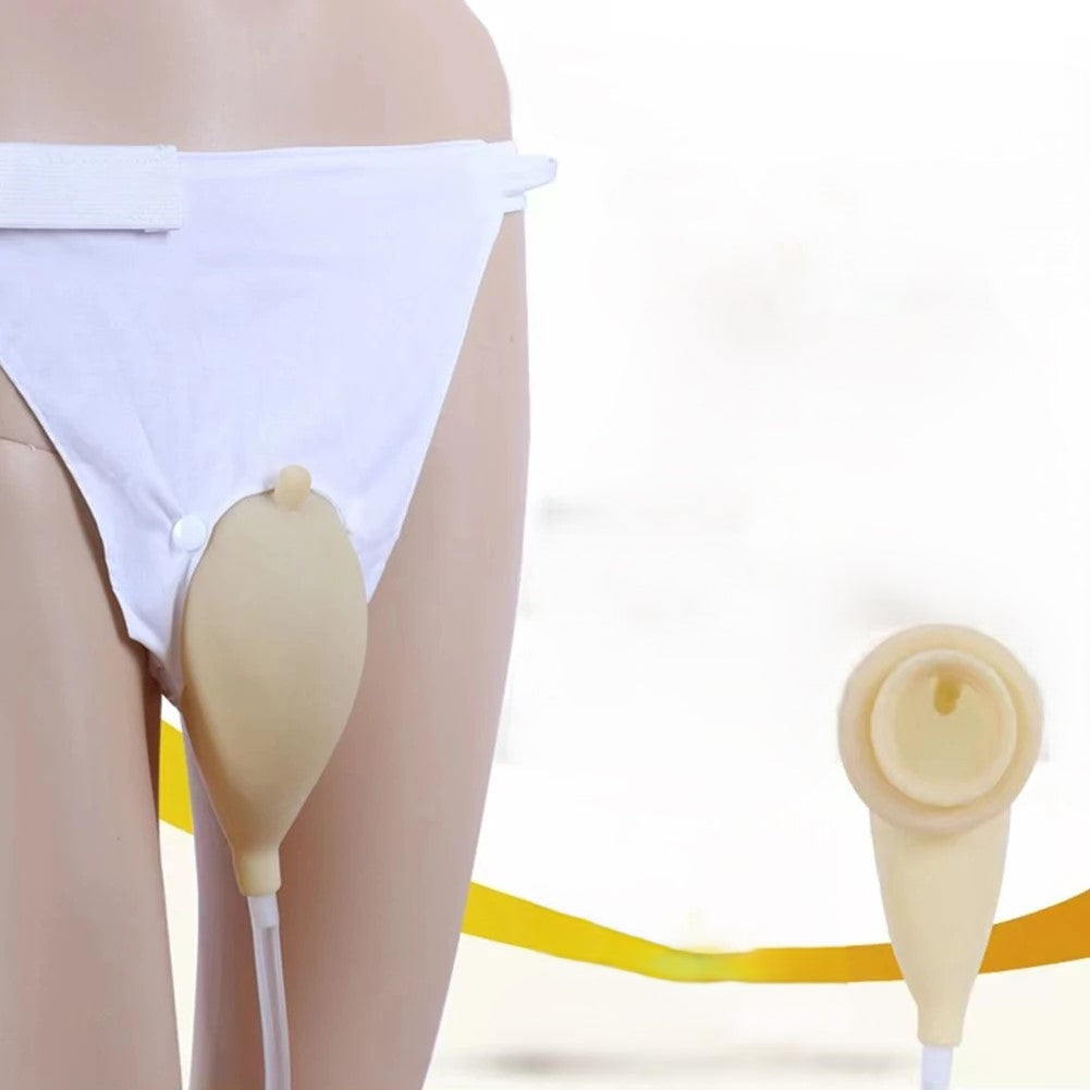 Diagram showing the leak-proof design of the wearable urinal