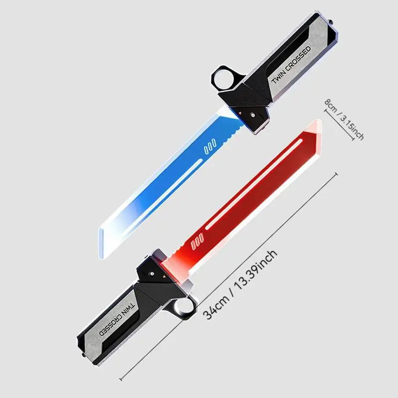 Detailed view of the dual red and blue LED blades