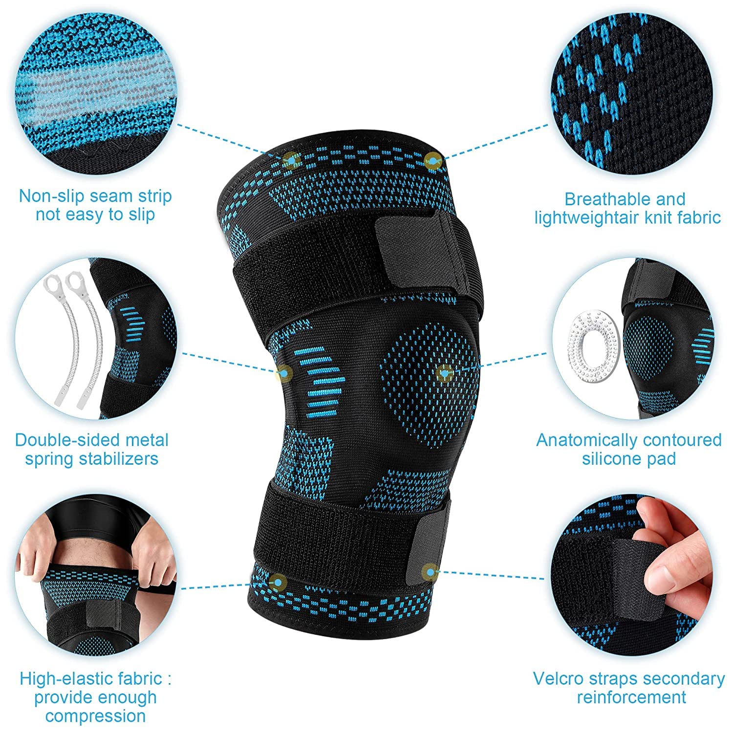 Person wearing the Knee Stabilizer Support Gel Pads during a workout