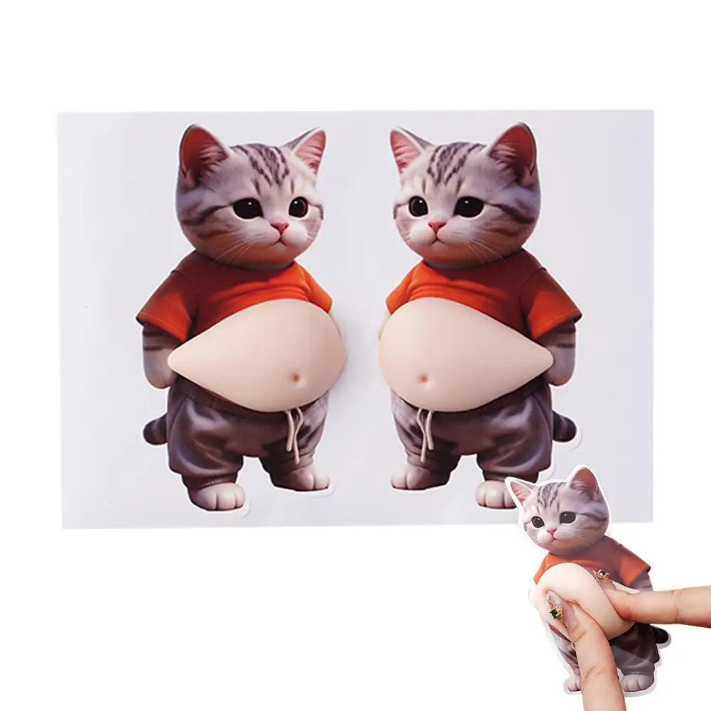 Lifestyle view of the Chubby Cat sticker on a desk next to a keyboard