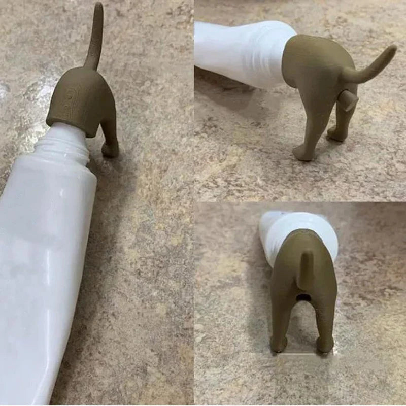 Lifestyle image of the Dog Butt Creative Toothpaste Dispenser