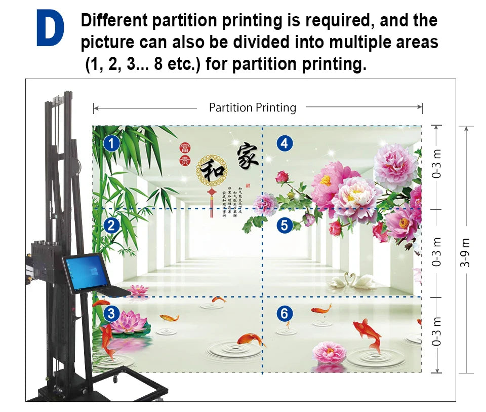 Portable design of the Paint Pro wall printer being set up for a project