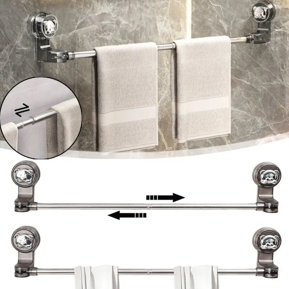 Lifestyle view of the Stick & Store Suction Towel Storage Rack