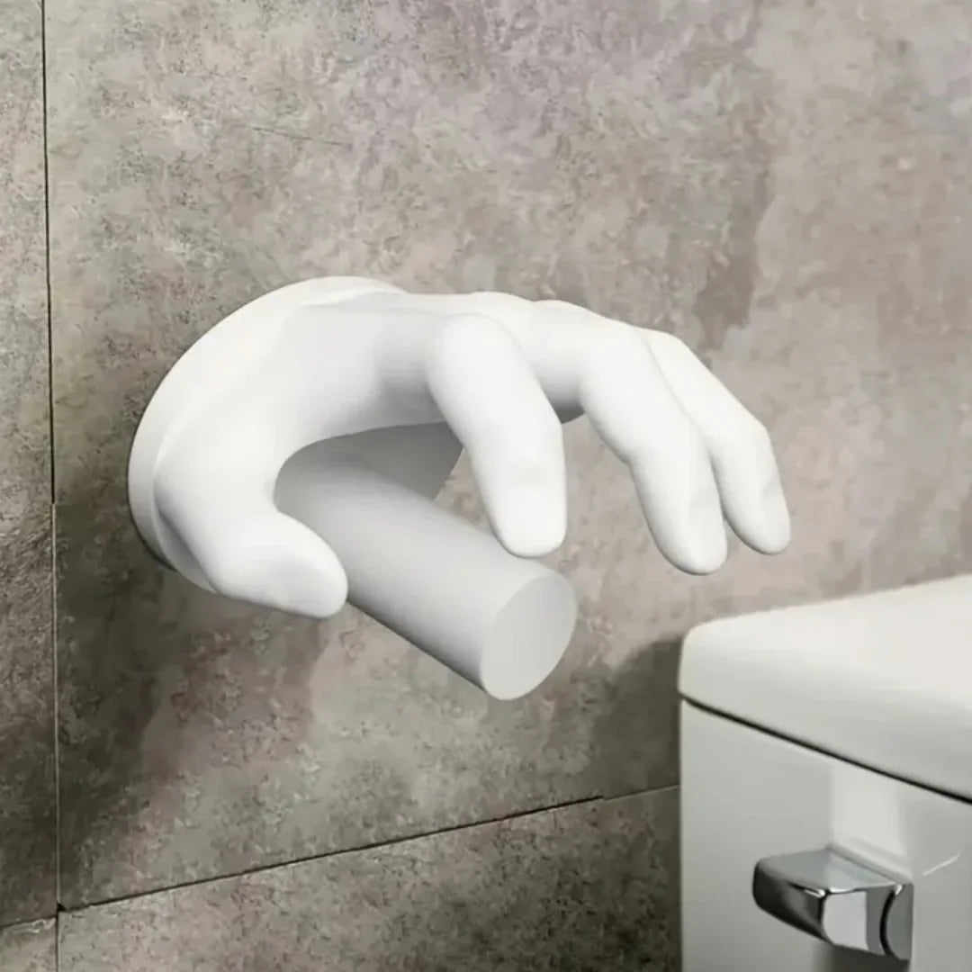 Black Witch Hand Toilet Paper Holder holding a roll securely