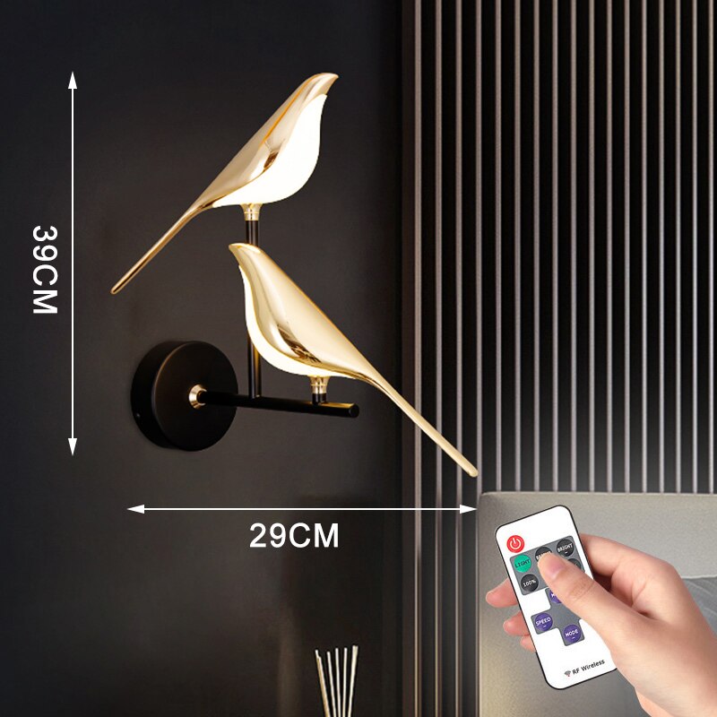 The beautiful bird-shaped lamp glowing warmly as a unique home essential