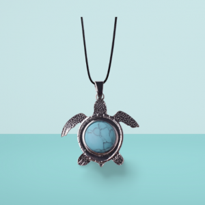 Sea turtle natural stone necklace, symbolizing wealth and good luck