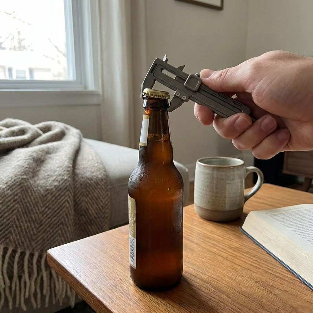 Mini Ranger EDC tool held in hand for scale and perspective