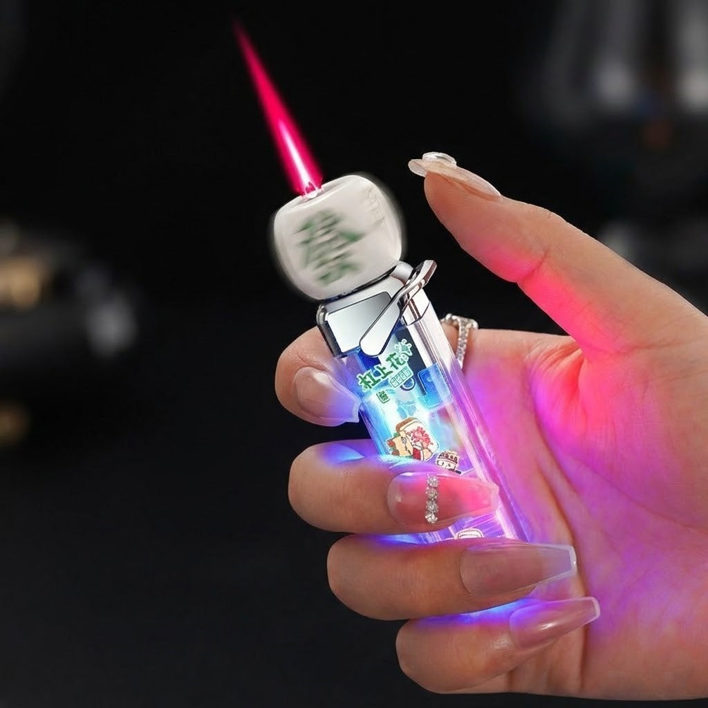 Close up of the rotating dice head on the LED lighter
