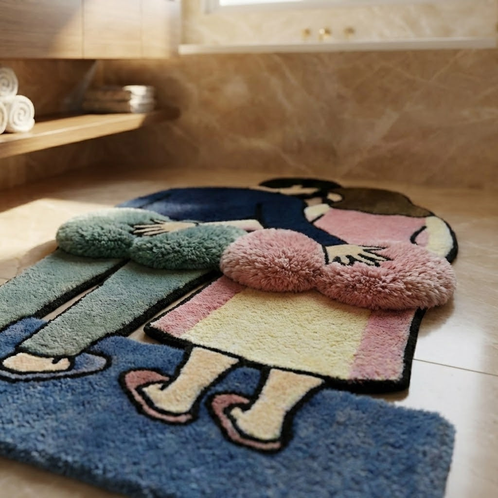 Versatile placement of the Hold My Butt Rug in an entryway