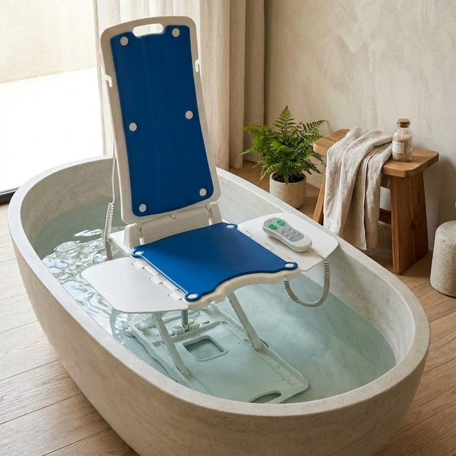 Foldable design of the electric bath transfer chair for easy storage