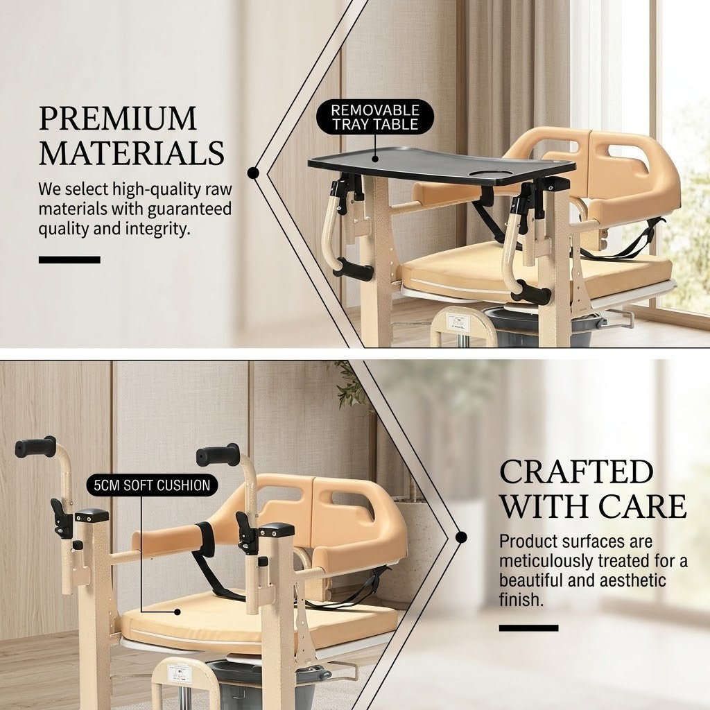 Full view of the Senior Care Easy Patient Lift Transfer Wheelchair home essential