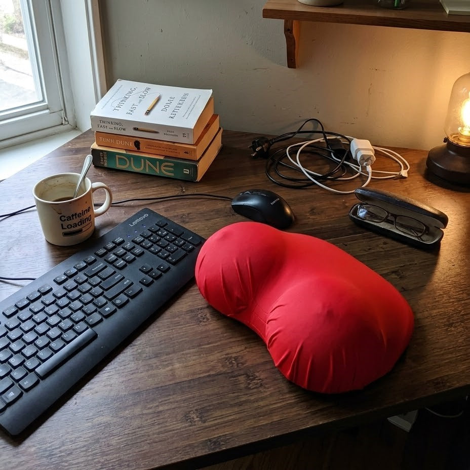 A person resting their head on the Nice Personality Chest Pillow