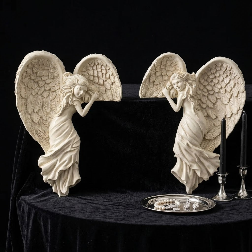 Close-up detail of the Angel Door Frame Decor's intricate resin design