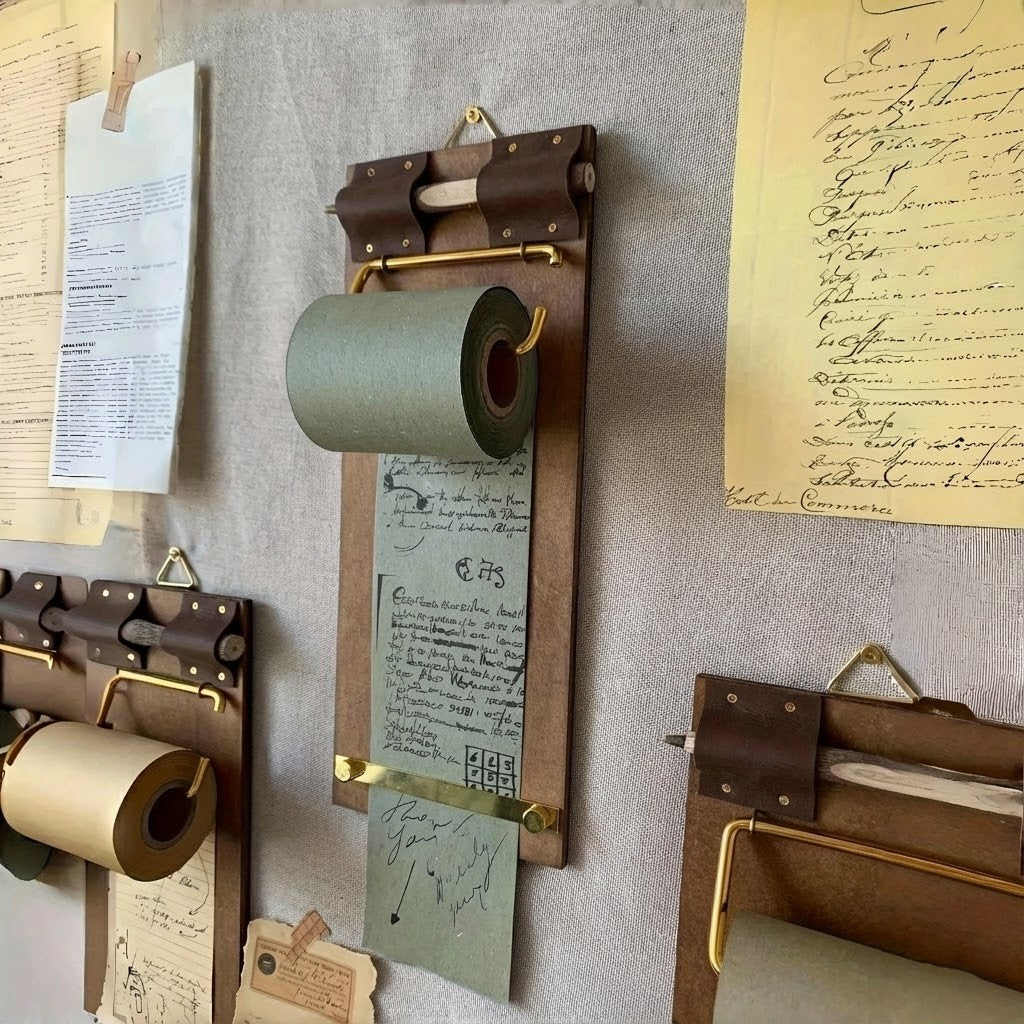 Roll-Note Wooden Clipboard displayed on a desk with plants as a home essential