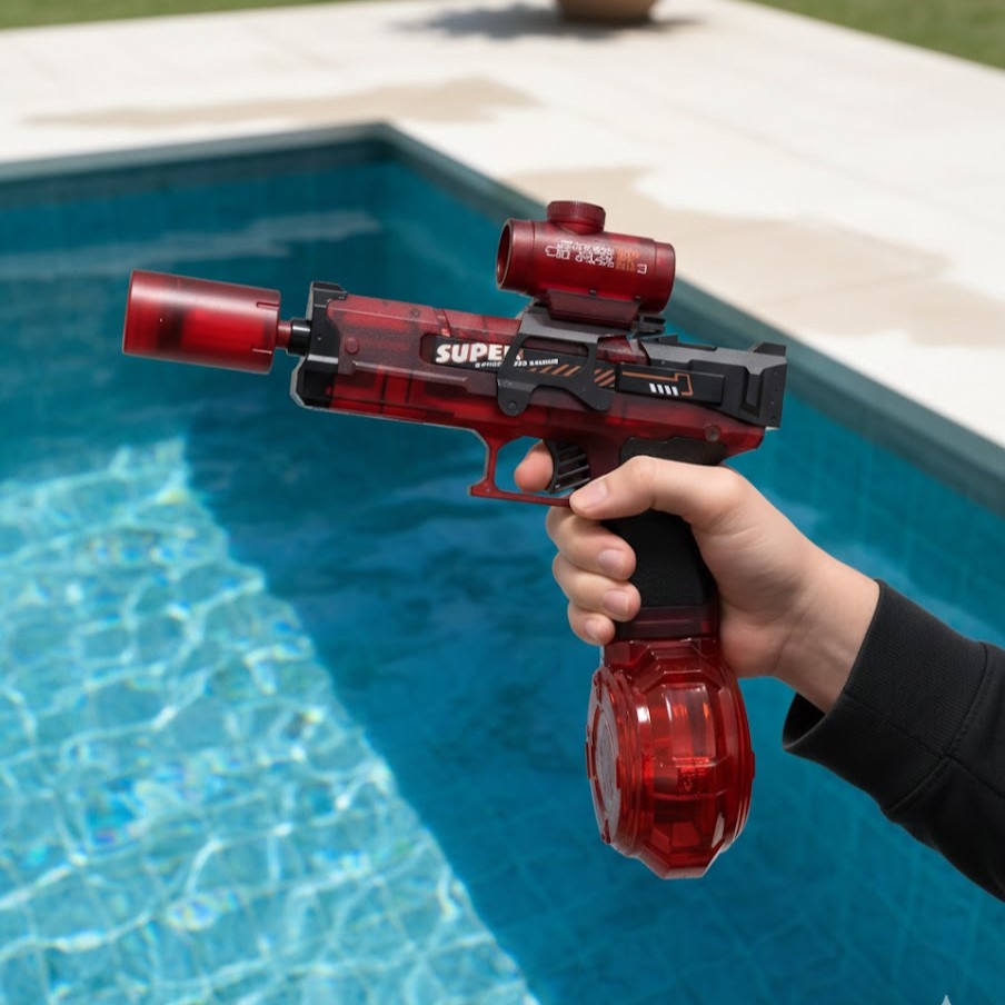 Person enjoying the Electric Flame Effect Water Spray Blaster Toy Gun at a party