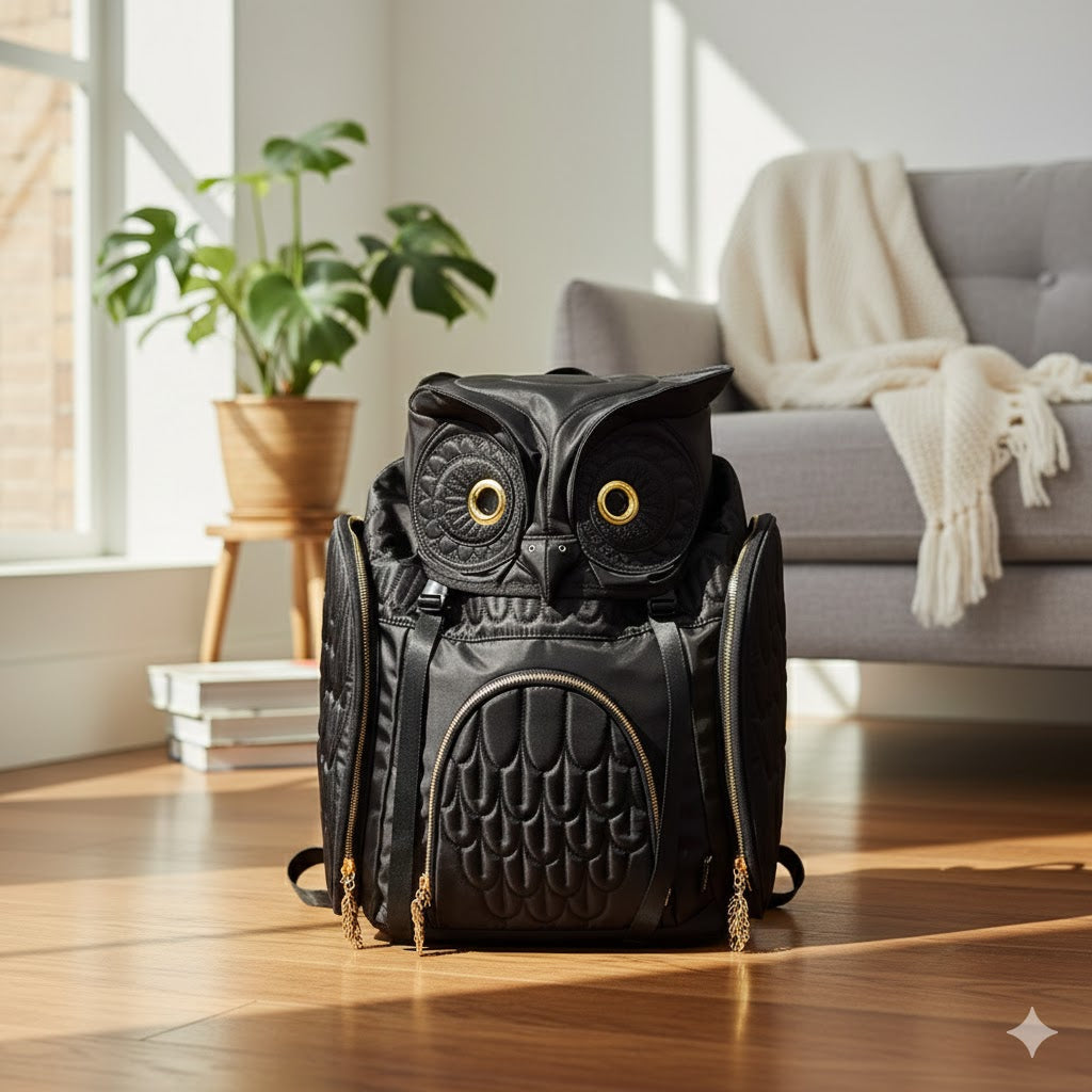 Back view of the Night Owl backpack showing cushioned straps