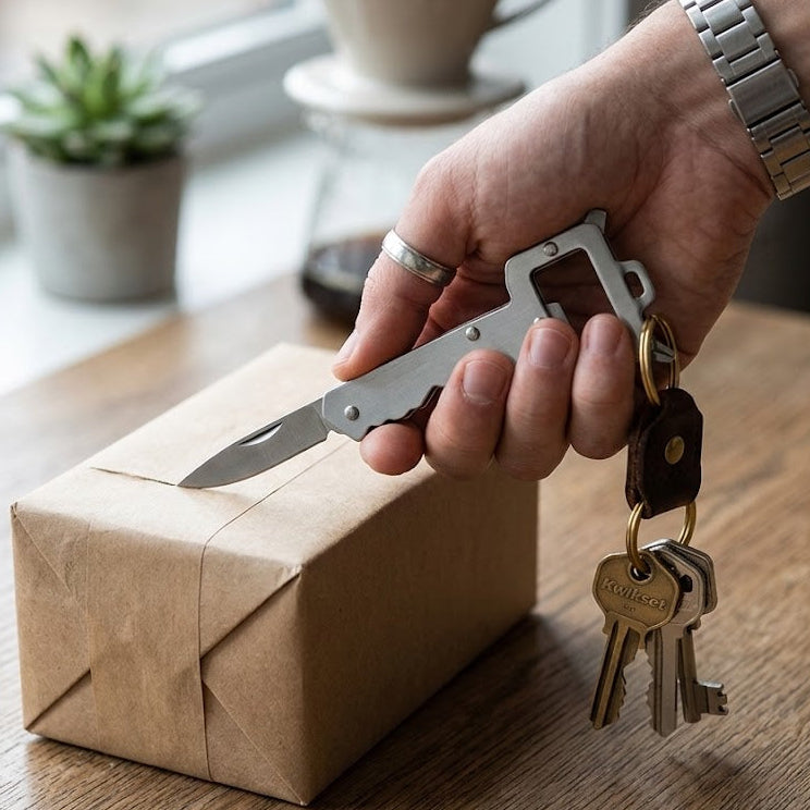 Close-up view of the multi-tool's various functions, a creative gadget gift