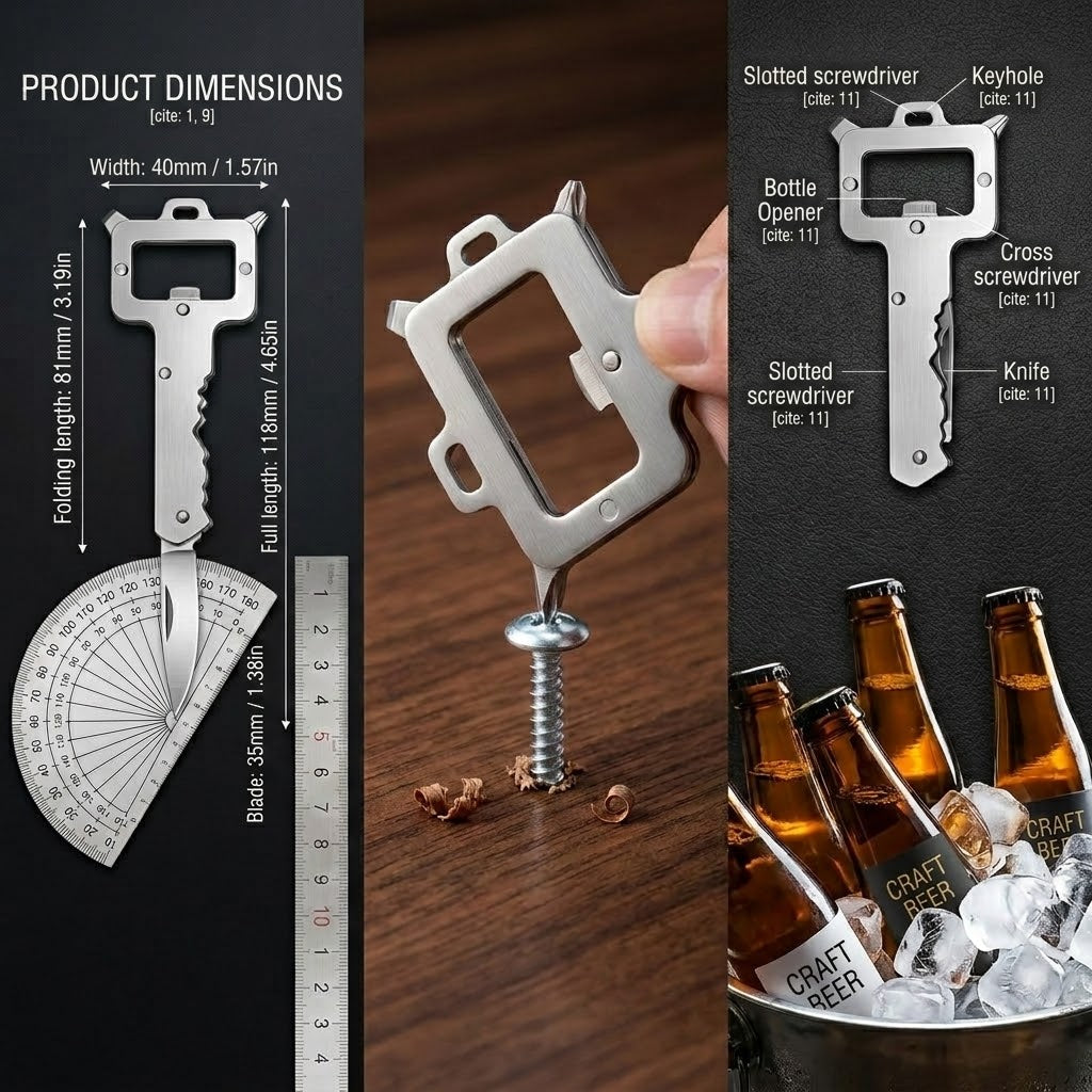 Blade Clip Compact Pocket Survival Multi-Tool attached to a keychain for everyday carry