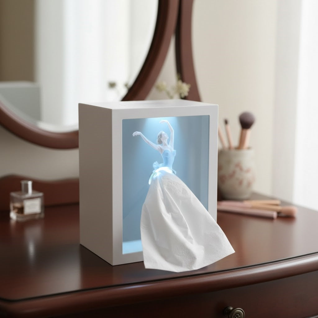 Touch-sensitive warm light on the creative ballet dancer tissue holder