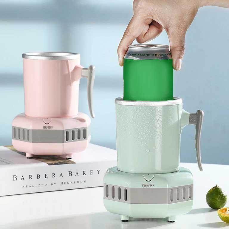 Portable Mini Drink Cup Cooler Machine keeping a can of soda ice cold