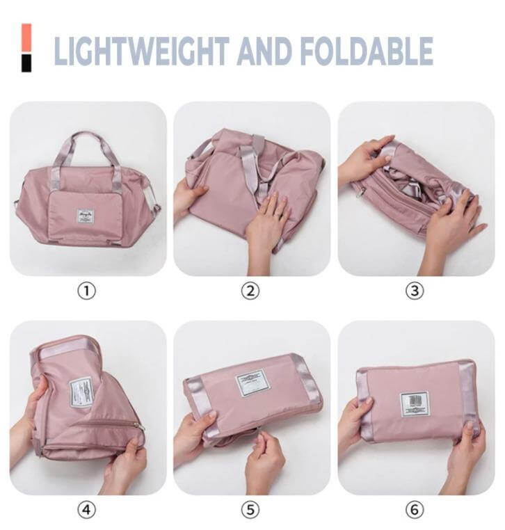 Easy folding travel bag attached to a suitcase handle